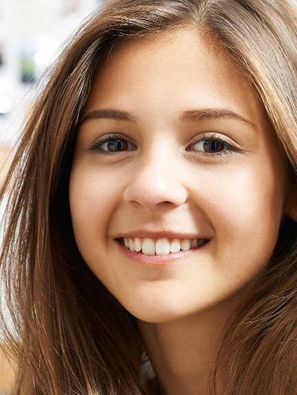 Tween girl smiling 