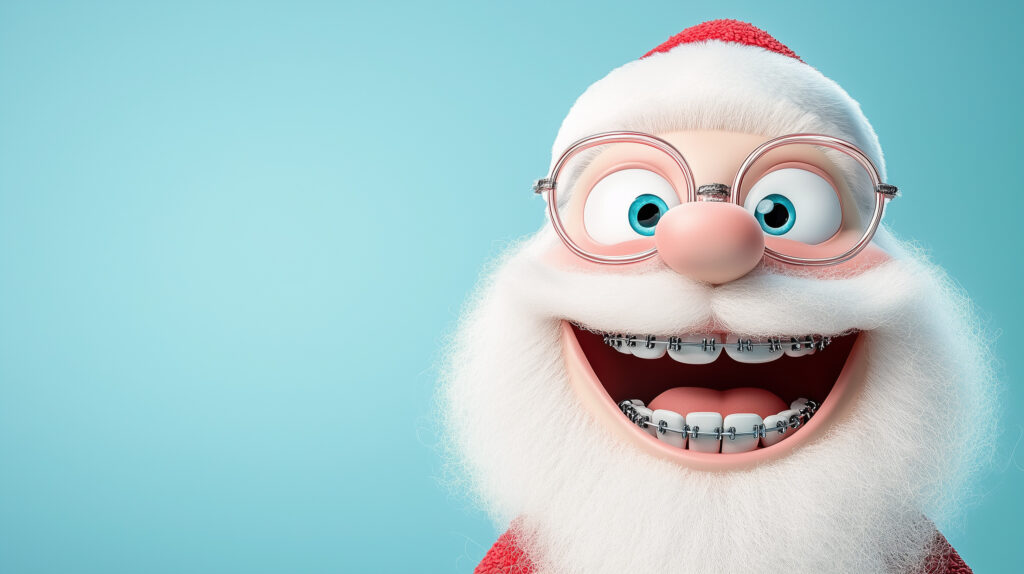 An AI Image of Santa wearing braces